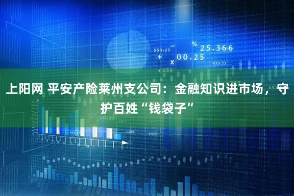 上阳网 平安产险莱州支公司：金融知识进市场，守护百姓“钱袋子”