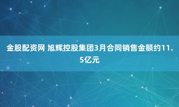 金股配资网 旭辉控股集团3月合同销售金额约11.5亿元